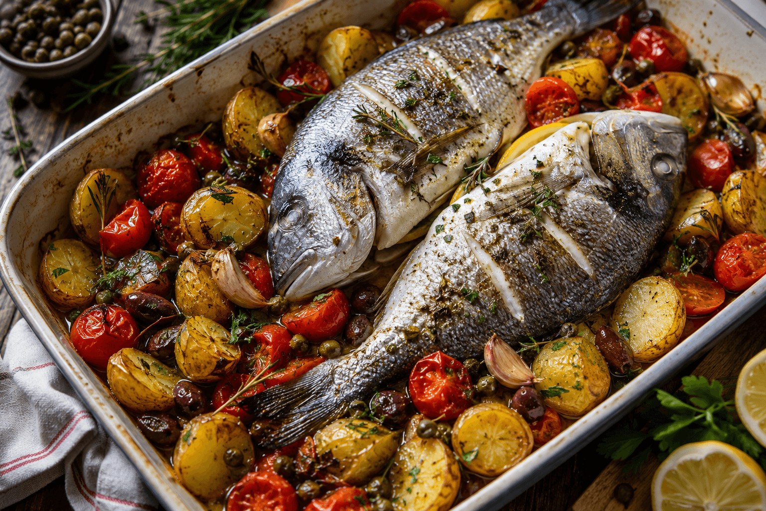 🇮🇹 Orata al Forno – Dorade aus dem Ofen mit Kartoffeln, Tomaten & Oliven